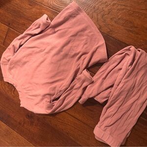 Pink Ribbed Long Sleeve set little Sleepies bamboo pj